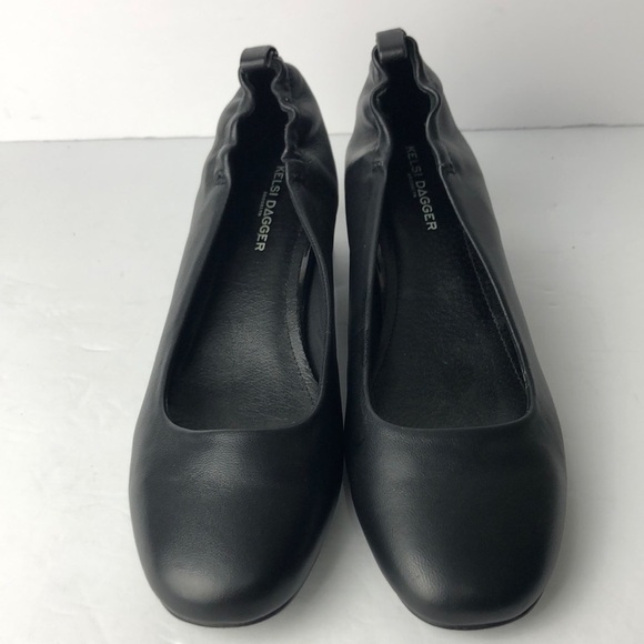 Kelsi Dagger Lott Black Leather Low Heels 9 - Picture 3 of 11